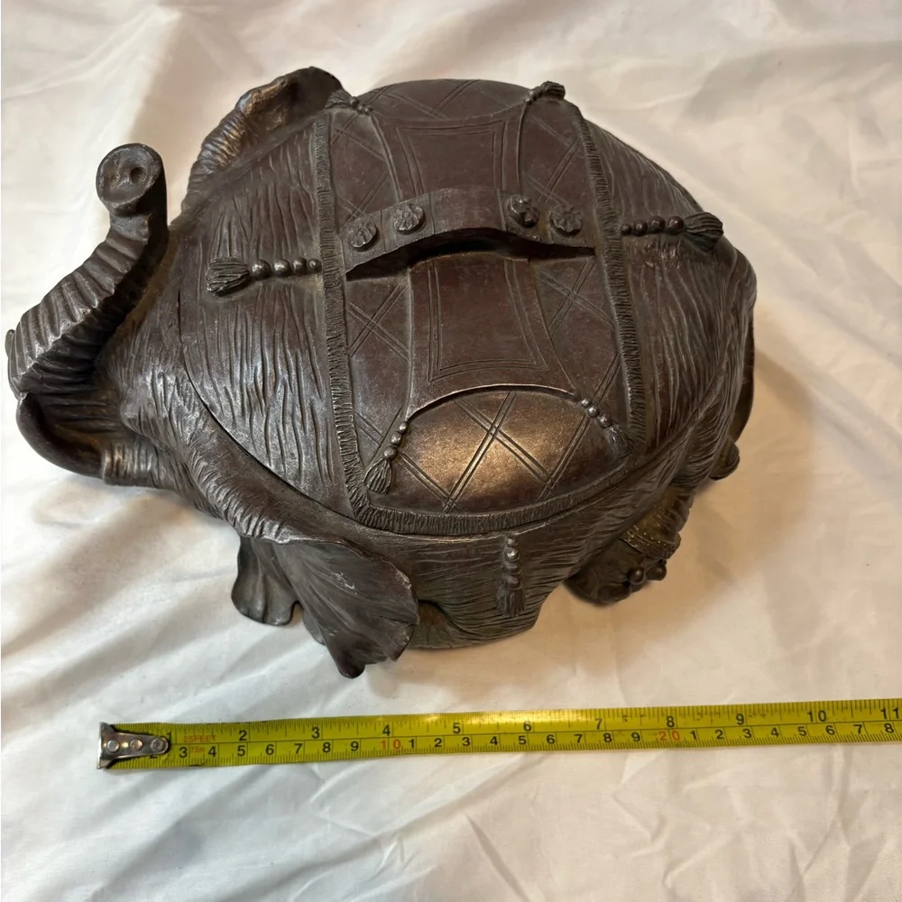 ELEPHANT Trinket Box Lid brown unique textured - Picture 11 of 15